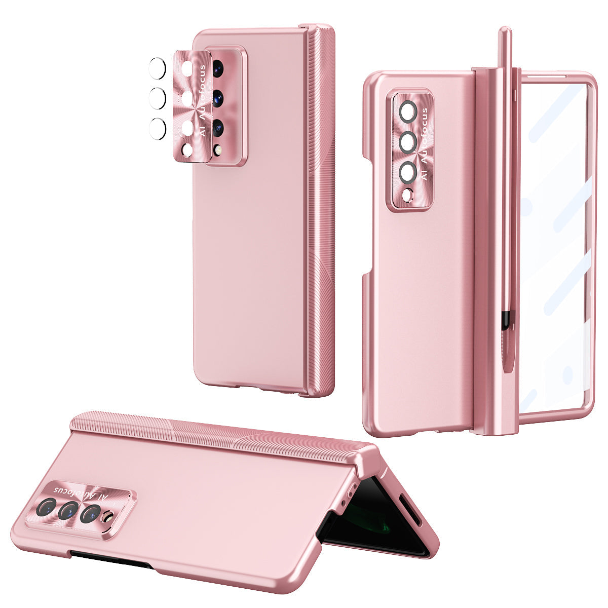 Tempered Glass Hinge Folding All-inclusive Protective Case with Stylus For Samsung Galaxy Z Fold3 Fold4