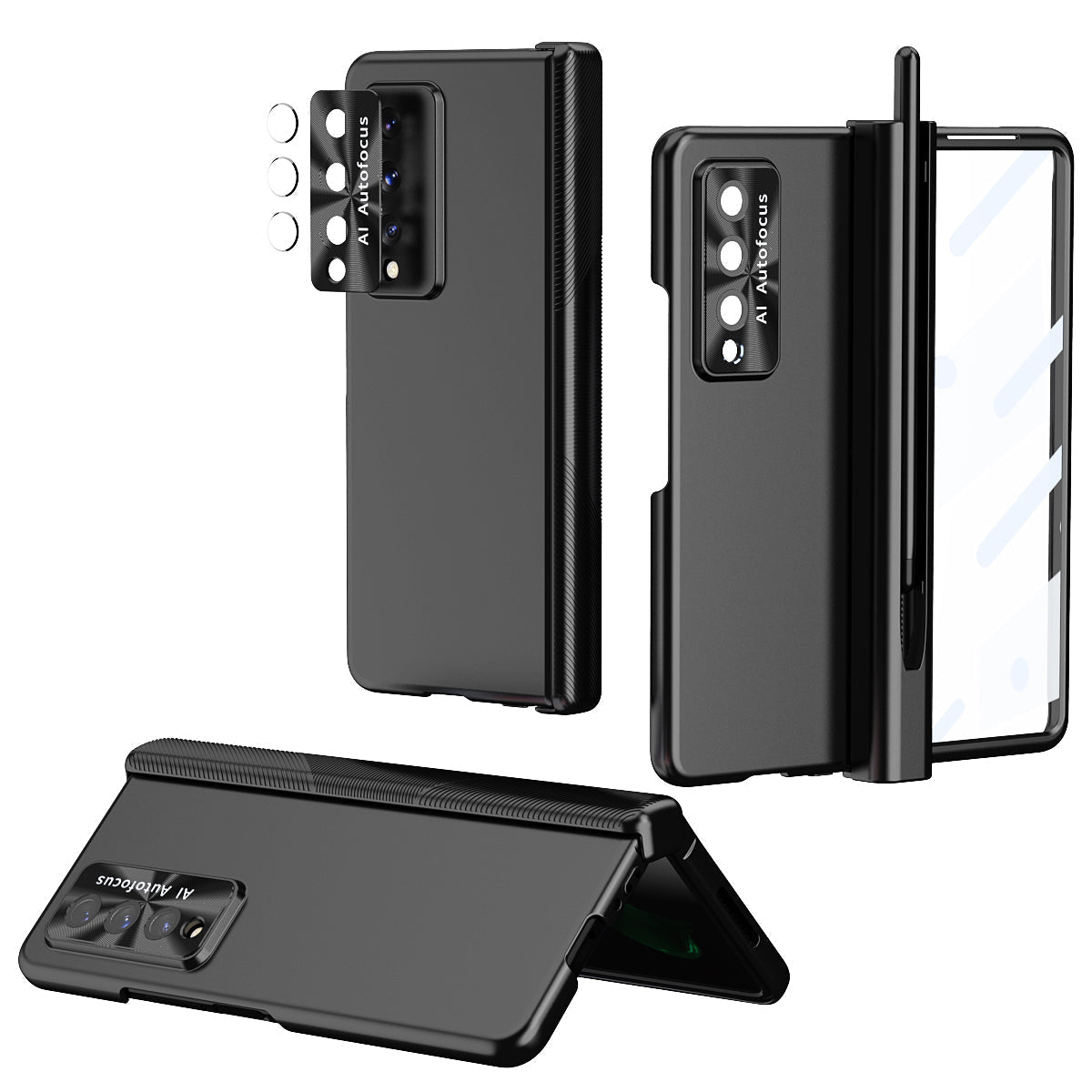 Tempered Glass Hinge Folding All-inclusive Protective Case with Stylus For Samsung Galaxy Z Fold3 Fold4