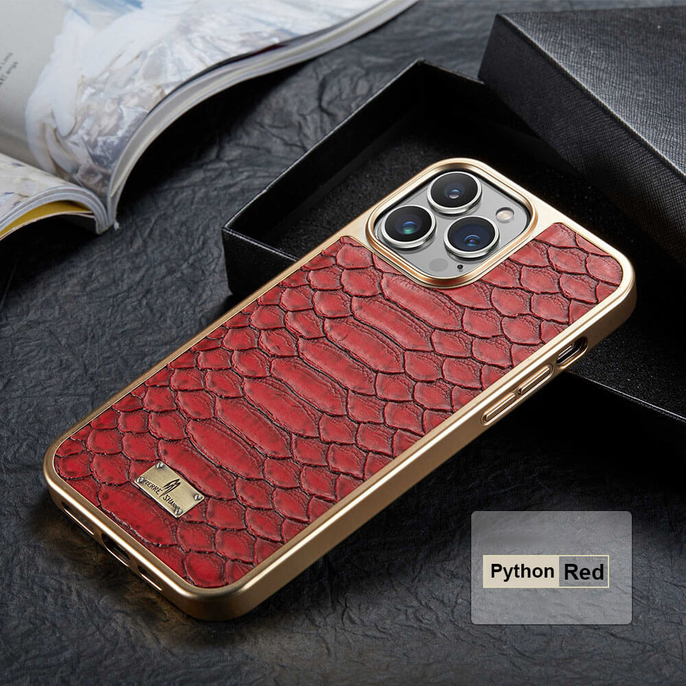 Luxury Leather Python Pattern iPhone Samsung Case